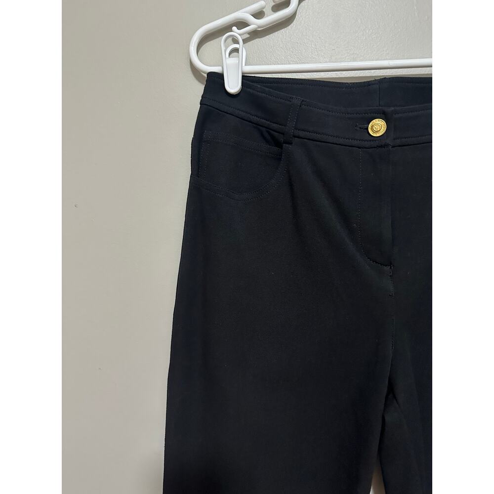 St John Black Pants Gold Hardware Stretch Twill Womens 6 - Picture 2 of 6